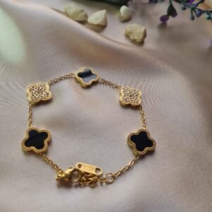 Alternative view of Midnight Clover Gold Bracelet