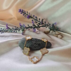 Alternative view of Golden Clover Crystal Bracelet